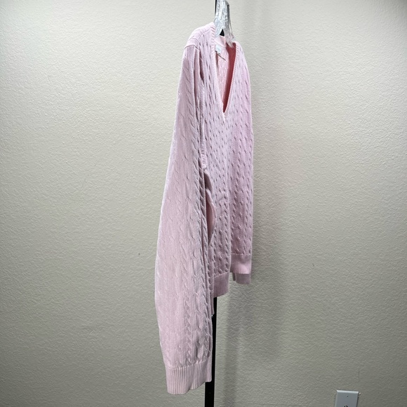 Vintage Pink Cable Knit Sweater 90s Charter Club Knitted V Neck Blouse Crewneck - Picture 4 of 17